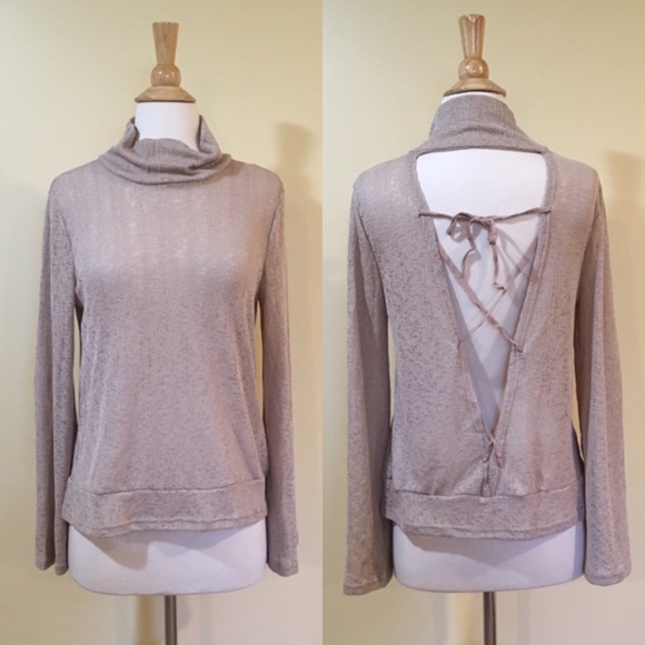 Lace Up Back Bell Sleeve Knit Top - Picture 3 of 4